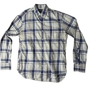 Bonobos Plaid Button Down Shirt Men's Medium Blue Grey Regular Fit 21726-BMA80